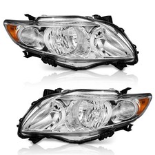 Pair Headlights Assembly For 2009-2010 Toyota Corolla Chrome Headlamps Lr
