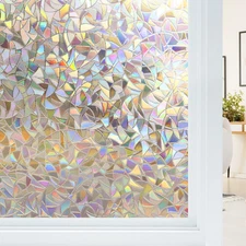 Haton Window Privacy Film, Stained Glass Rainbow Film Decorative Window Clings, 