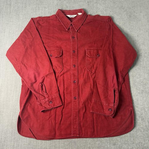 Woolrich, Vintage Woolrich Shirt Mens XL Red Chamois Cloth Flannel Made In USA Button Up