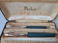 PARKER 51 "B" Füllhalter / Bleistift Navy-Grey / 1/10 12ct Goldfilled Schreibset
