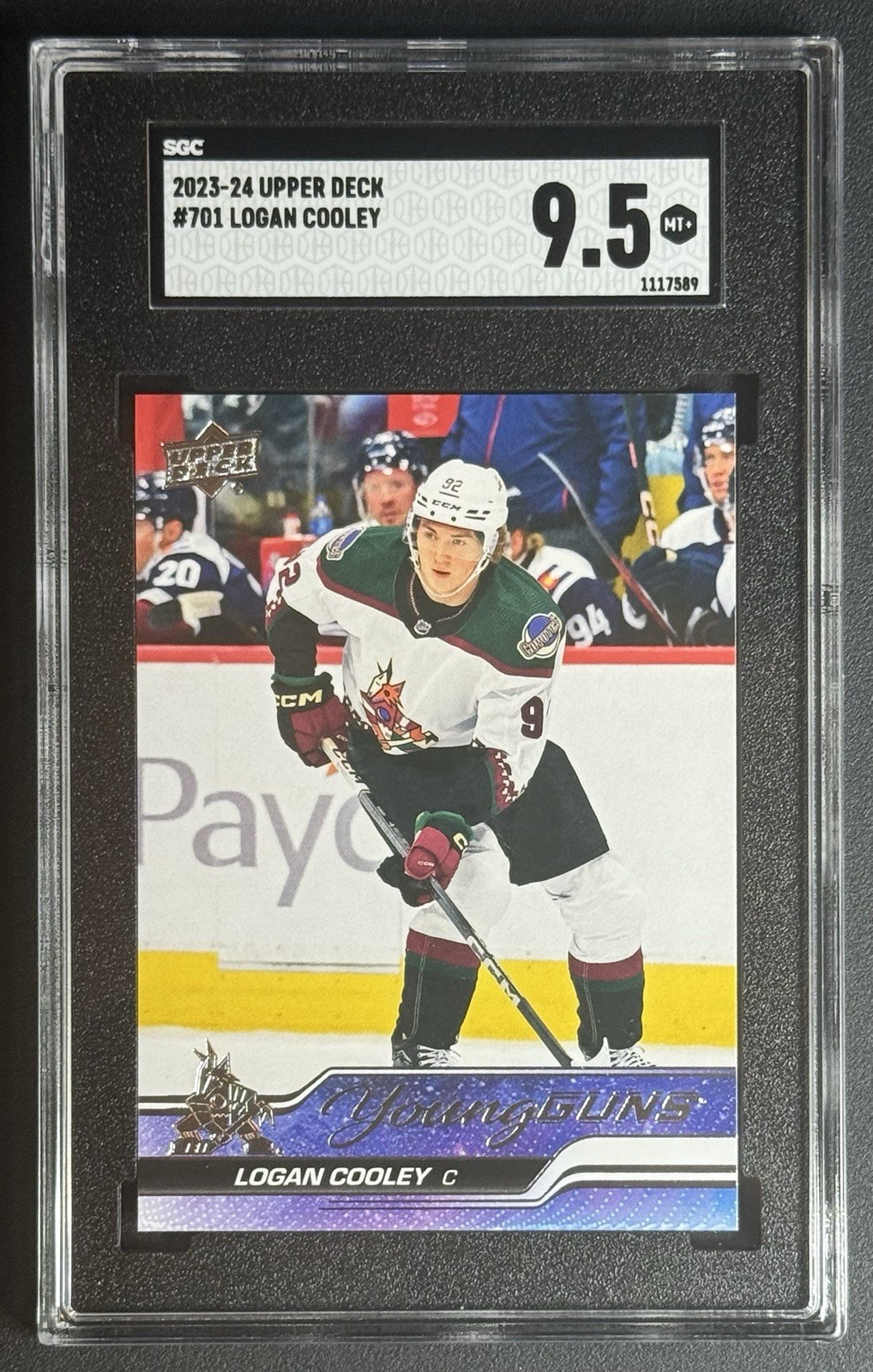 2023-24 Upper Deck Extended Series #701 Young Guns Logan Cooley RC SGC 9.5