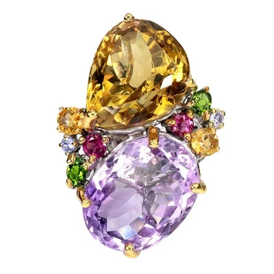 925 Sterling Silber Ring Amethyst 40.2ct Handgemacht Größe 8 Selten - Bild 1 von 4