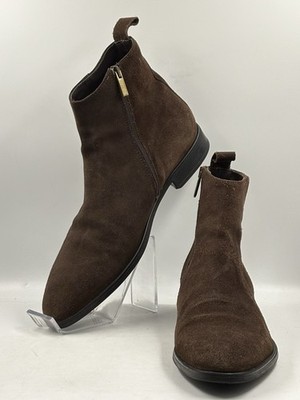 Bruno Magli Milton Brown Suede Leather Boot Size 10 M Side Zip Italian Quiet Lux
