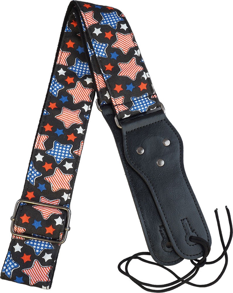 Viking Adjustable Guitar Strap, Stars pattern, 6.5cm wide, 63cm-120cm long.