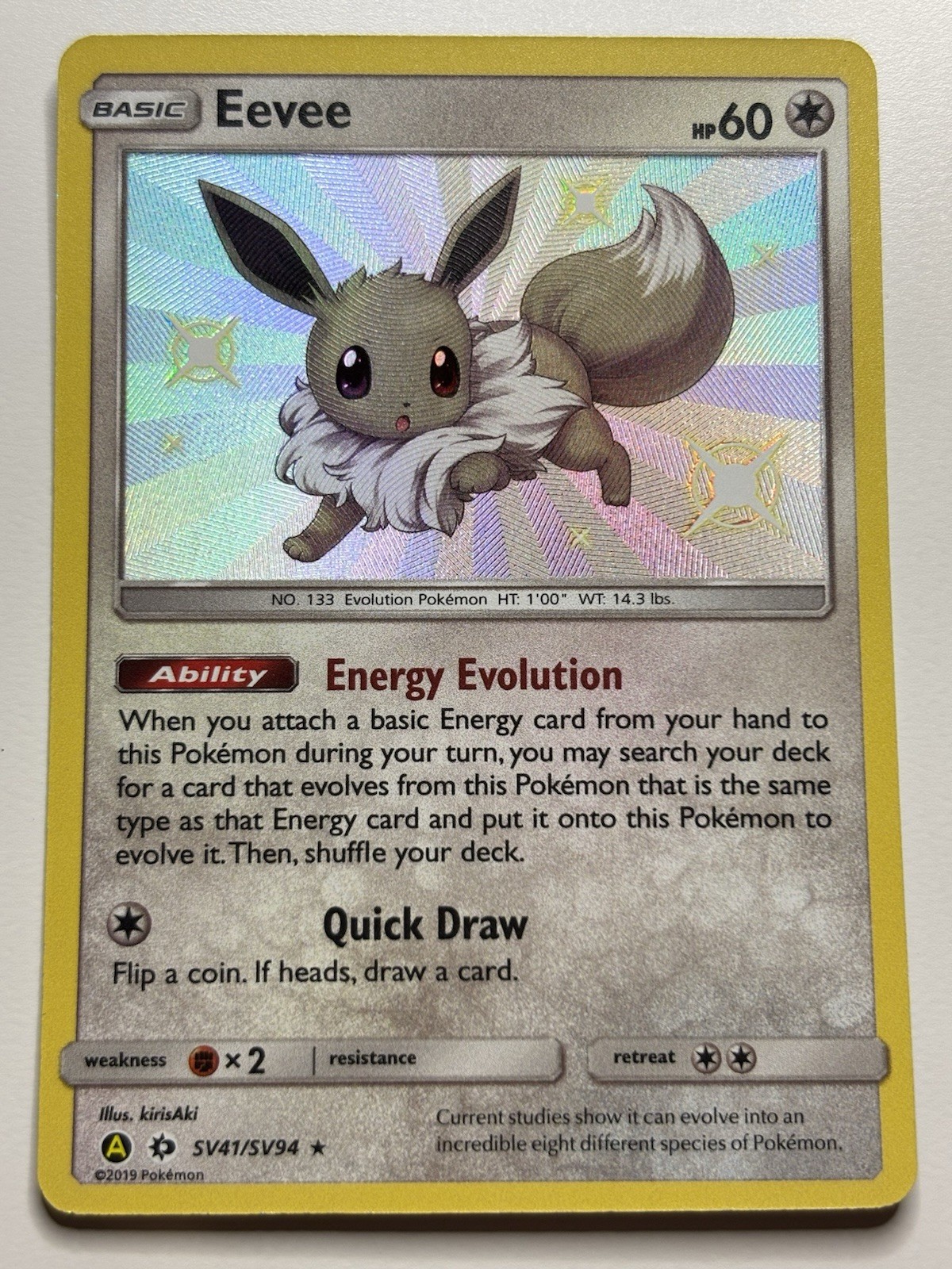 Eevee SV41/SV94 - Hidden Fates: Shiny Vault - Holo - Pokemon TCG 2019 NM
