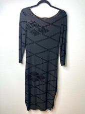 Kay Unger Black Bodycon Midi Dress Long Sleeves SZ 10  EUC