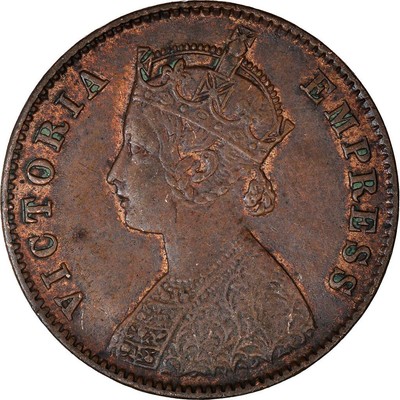 India - British | 1/4 Anna Coin | Queen Victoria | Km:486 | 1877