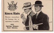 Publicité vêtements mode édouardiens mercerie mercerie homme chapeaux Knox 1911
