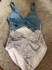 One piece spotted cut out one piece swimsuit