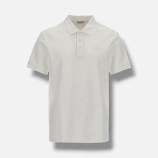 Burberry Men's White Logo Embroidery Polo Shirt Top Size L