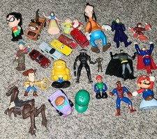 Large Toy Box Junk Drawer Lot Of Misc. Toys Diecast Batman Spiderman Mario