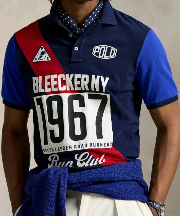 Polo Ralph Lauren Navy Blue Classic Fit Graphic Bleecker NY Run