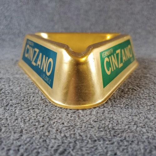 Vintage Aluminium Cinzano Wermut Aschenbecher Dreieck 5" goldfarben - Bild 24 von 24