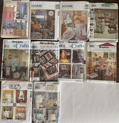 10 Simplicity Butterick McCalls Home Decor Craft Sewing Patterns 1989-2001 UNCUT