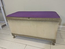 Lloyd Loom Style Ottoman Blanket Storage Box Chest Purple Gold Retro FREE POST
