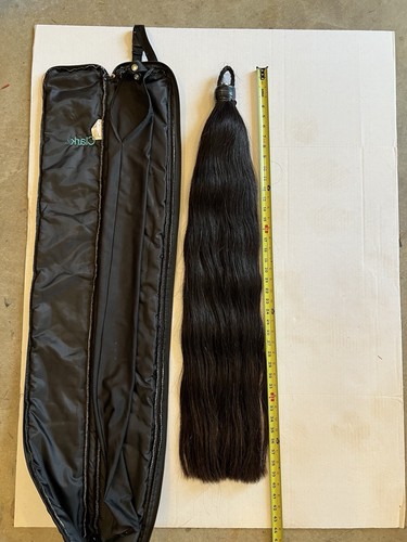 Beautiful real horse tail extension, black w/ hints of  auburn, white - 39 in