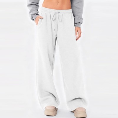 Damen Jogginghose weites Bein Sweathose Baggy Kordelzug Jogger Freizeithose
