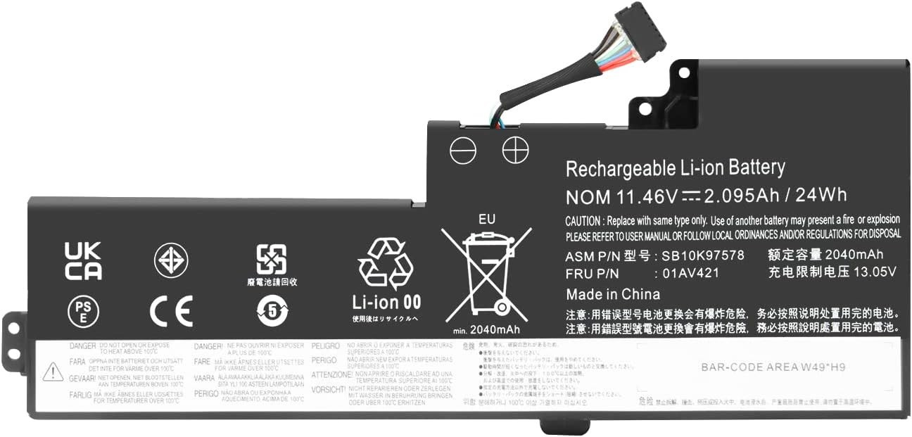 Batteria 01AV491 per Lenovo ThinkPad T470 T480 Interna 11.4V 24Wh