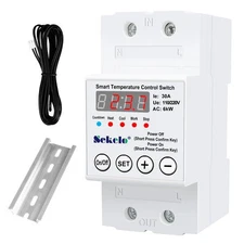 High-Power Temperature Control Switch, Rail-Mounted Digital Thermostat with R...