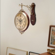 Double Sided 12 Wall Clock Antique Style Rail...