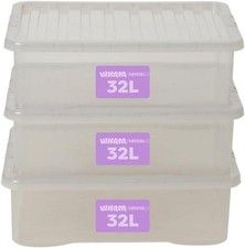 Image of Storage Box With Lid 32L Wham Plastic Storage Container Box,Tint Grey Set of 3