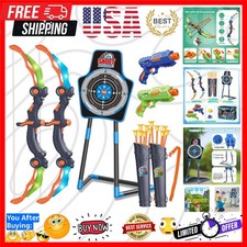 2 Bow and Arrow Sets with LED Light-up,2 Foam Dart Guns for Kids 5 6 7 8 9 10...