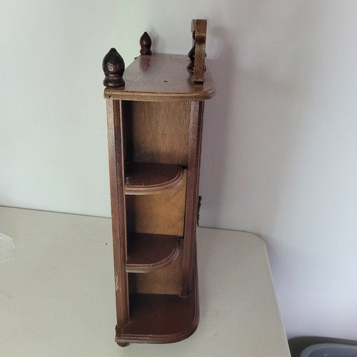 Armadio vintage Curio porta vetro ripiani legno parete/piedi tavolo 17" - Foto 4 di 9