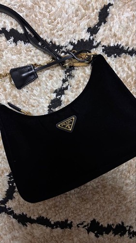 PRADA Re-Edition Mini Black Velvet Handbag #QY303Y