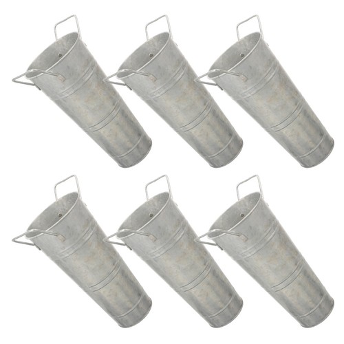  6 Stück Vase verzinkt Metall rustikal Übertopf Vintage Eisen Eimer Blume - Bild 7 von 17