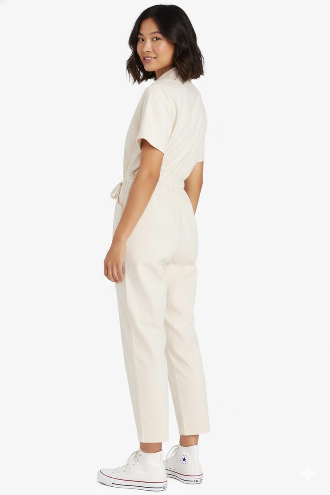 Universal Thread - Cream Zip Front Belted Utility… - image 2