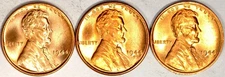 1944 P,D,S 1C (3 Coins) Lincoln Wheat Cents Gem UNC RD $ 1.00 shipping