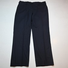 Tom James 36x30 Navy Blue Check Wool Flat Front Straight Dress Mens Pants