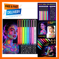 Glow in the Dark Face Paint Markers 8 Colors UV Body Paint Pens Waterproof