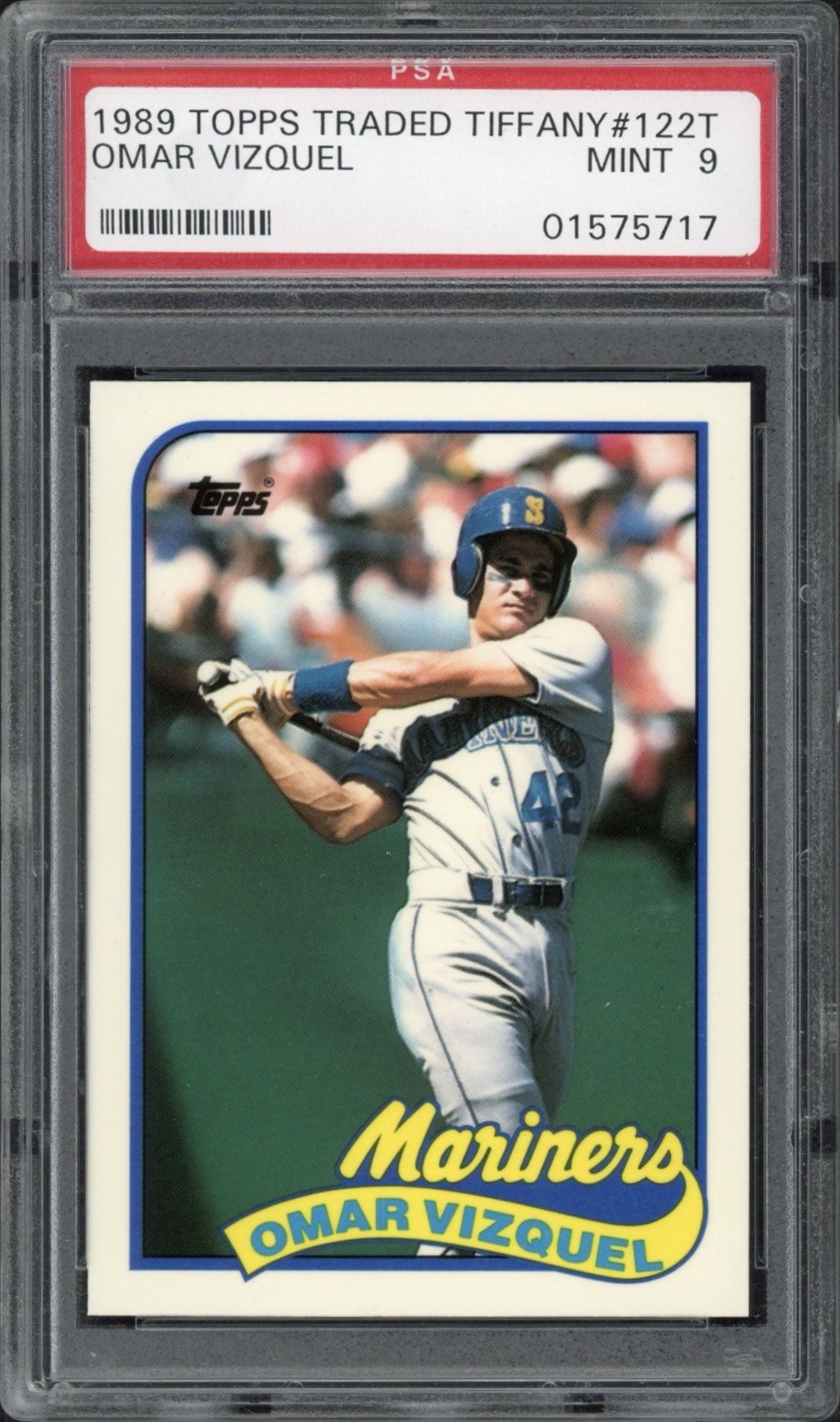 1989 Topps Traded Tiffany Omar Vizquel Rookie RC #122T PSA 9 Mint Mariners