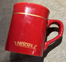 Vintage NESCAFE Coffee Mug rouded-squarish 3 1/4" tall  - unusual