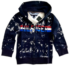 Tommy Hilfiger Boys Size 5 Long Sleeve Bright White Inky Zip-Up Hoodie