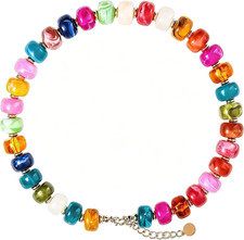 Large Square Acrylic Chunky Beaded Necklace Bold Multicolor Resin Statement Chok