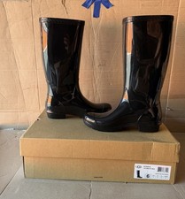 UGG Shaye Rain Boots Women  s Size 6 Black Waterproof Rubber Tall Boots Box