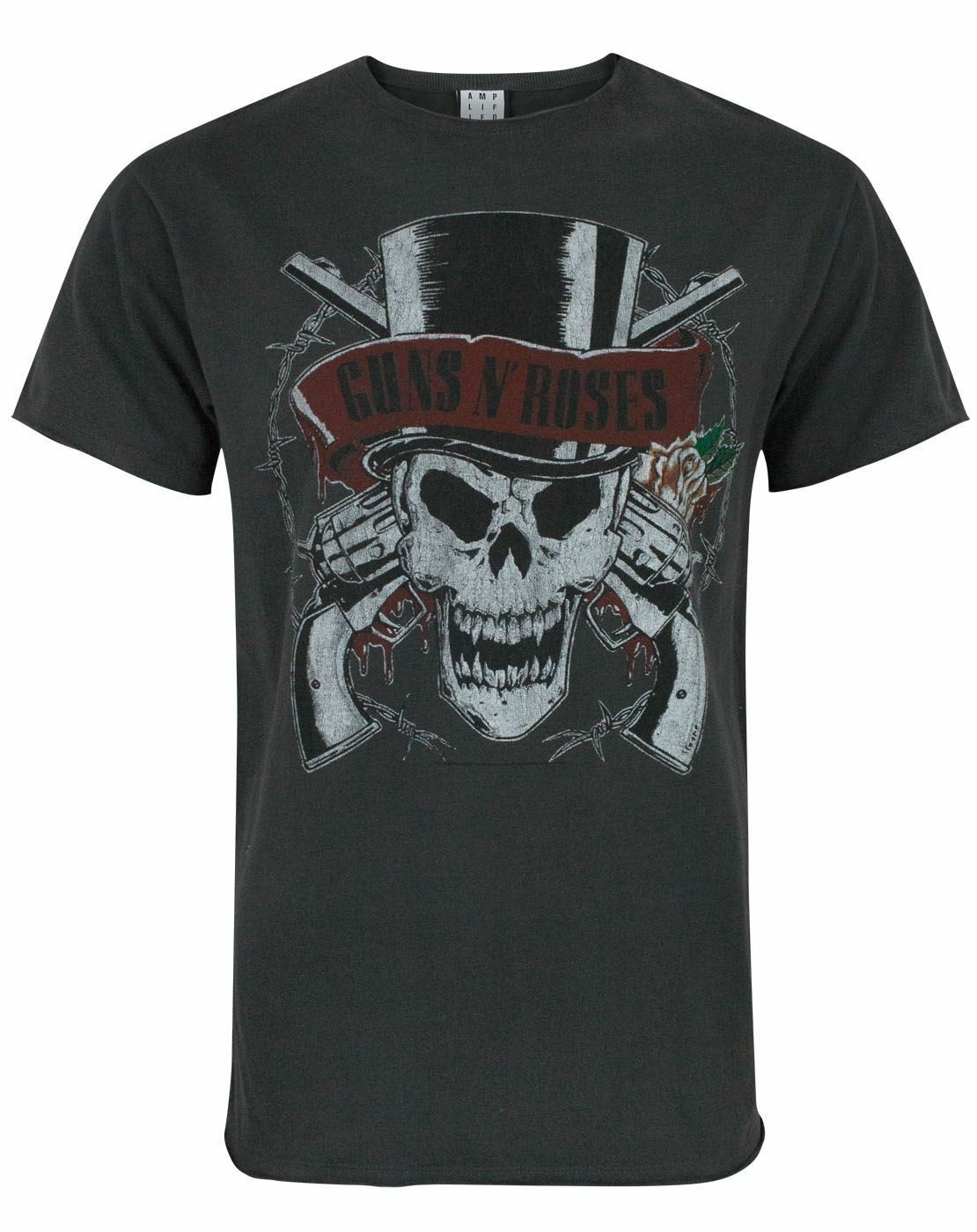Amplified Clothing Guns N Roses Skull And Pistols Print Mnner Klein Kurzrmelig 6290₽