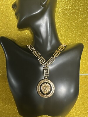 Gianni Versace Style 1990s Gold Black Medusa Lion Head Vintage Gianni Versace Style 1990s Gold Black Medusa Lion Head Vintage