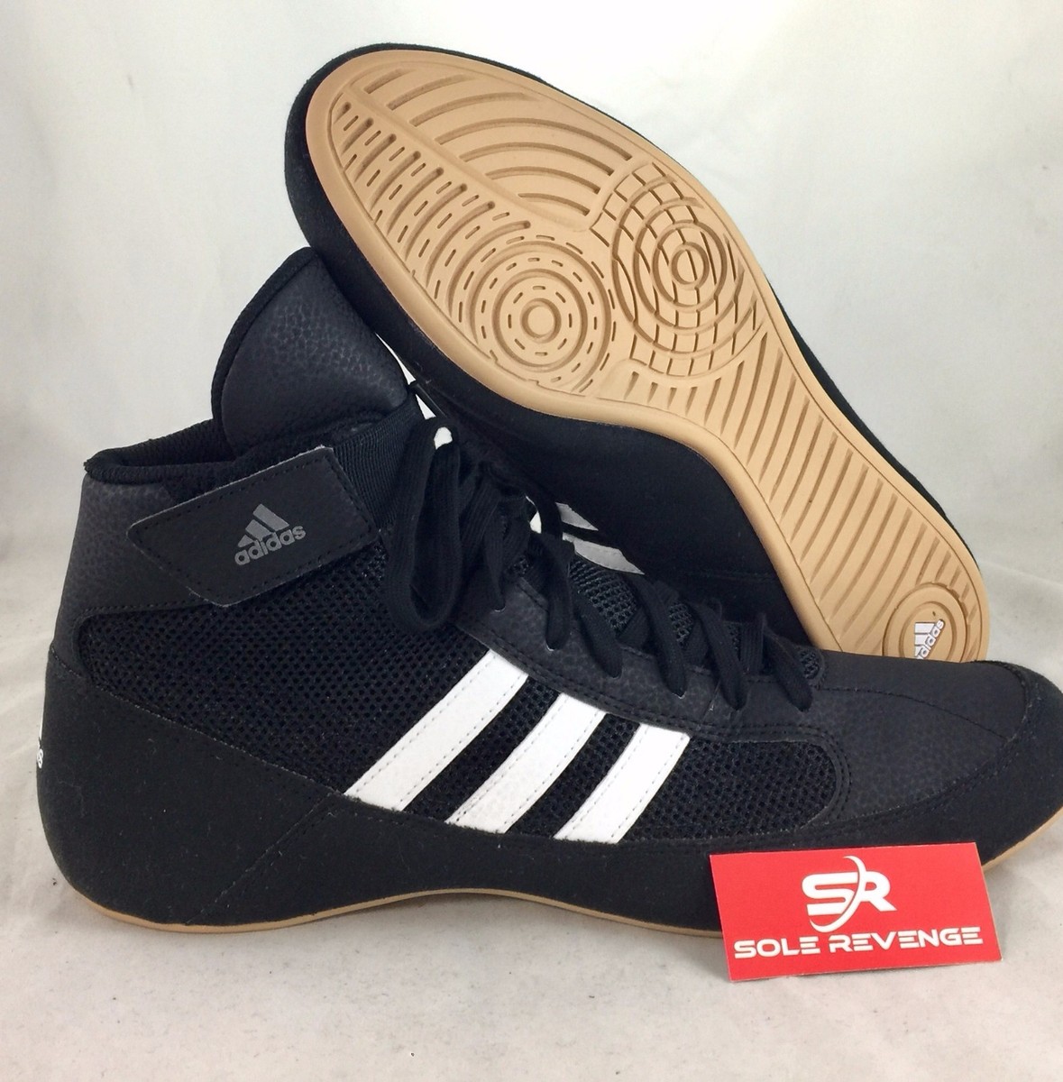 New Mens ADIDAS HVC 2 Wrestling Shoes MMA Boxing Black White  display picture 1