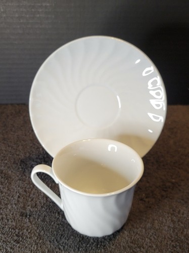 Imperial White Swirl Cup & Saucer Set by Lynns Fine China - Picture 3 of 12