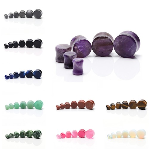 Ear Tunnels Plugs Stone Semi Precious Gemstone Stretcher Saddle Taper /18 Stones eBay