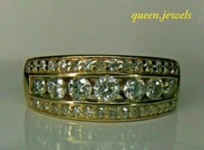 14K Yellow Gold Over 3CT Round Cut Lab Created Diamond Men's Wedding Ring Band