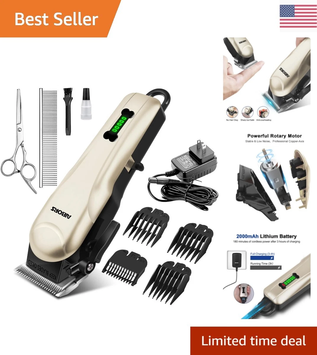 Professional Gold Dog Clippers for Thick Coats Low Noise