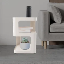 S-Shaped End Table Sofa Side Table Tv Tray Sturdy Wooden Table For Home Use Whit