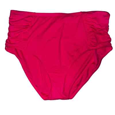 La Blanca Hot Pink Island Goddess Side Shirred High Waist Bikini Bottom 22W  NWT