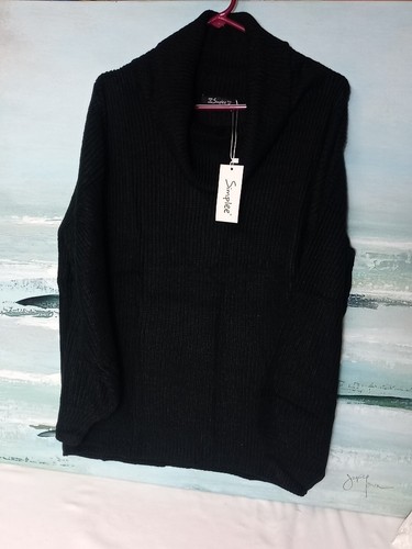 NWT Womens Boxy Cowlneck Sweater Oversized Sweatshirt Black Size Medium Blouse - Picture 4 of 16