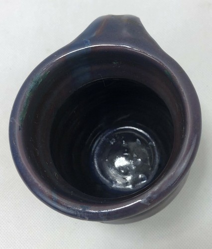 Handmade Hand Spun Glazed Purple Cup Vase Bowl Pottery Potter 3.5 inch Tall - Picture 8 of 11