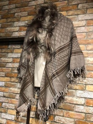 Gucci Stole Foxfur GG Brown 254017 3G552 9765 New | eBay